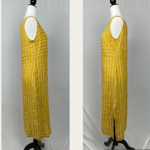 NWT Golden Yellow Vanessa Zani 100% Linen Midi Column Dress Made in Italy - S - Picture 2 of 7